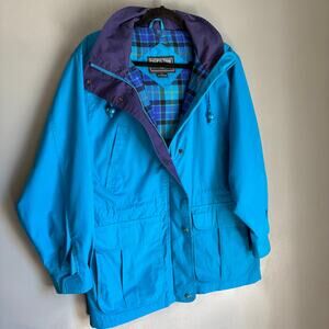 Vintage PACIFIC TRAIL Women's L Blue Hooded Canvas Jacket Gorpcore Flannel Lined